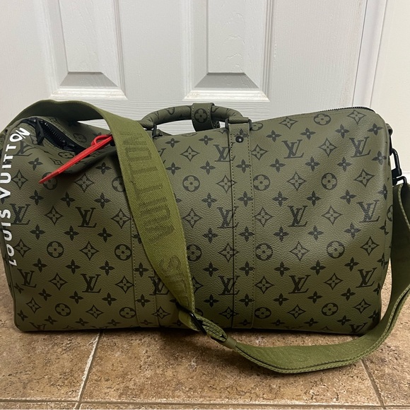 Louis Vuitton Keepall 45 Khaki Green/ Vermillion Red - Picture 2 of 12